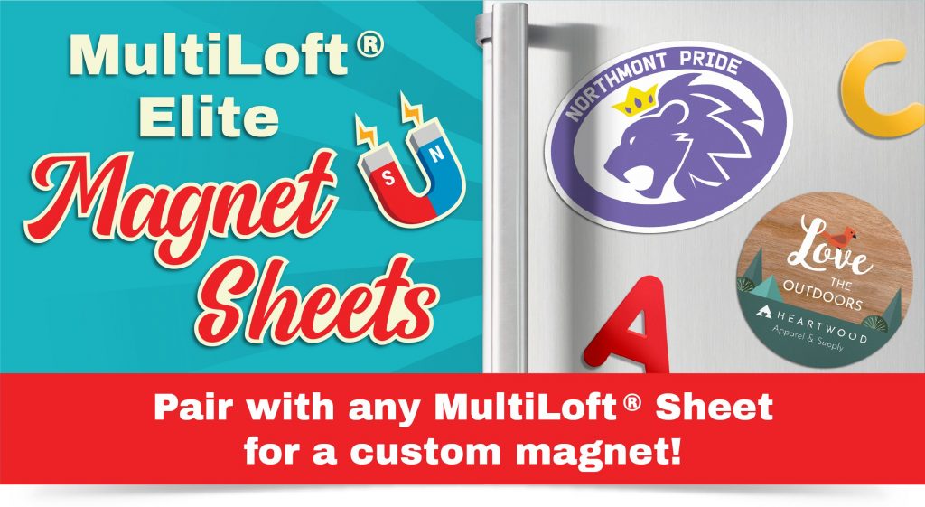 Graphic showing short run promotional magnet designs made with MultiLoft