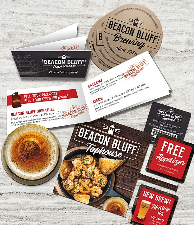 brewery restaurant print collateral